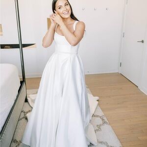 Maxi White Sundress with Square Neckline for Brides